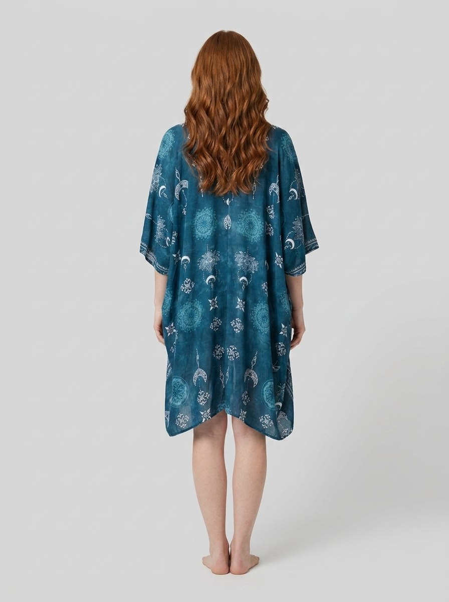 Luna Beach Kimono | Cotton Rayon Blend, One Size, Celestial Print