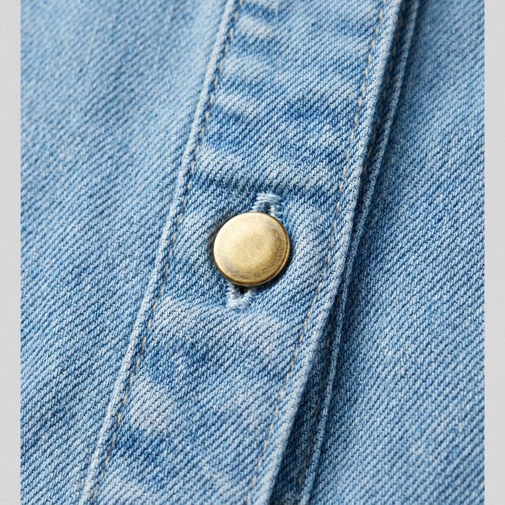 Luna | Denim Dress Sleeveless A-Line Midi, Gold Button Placket