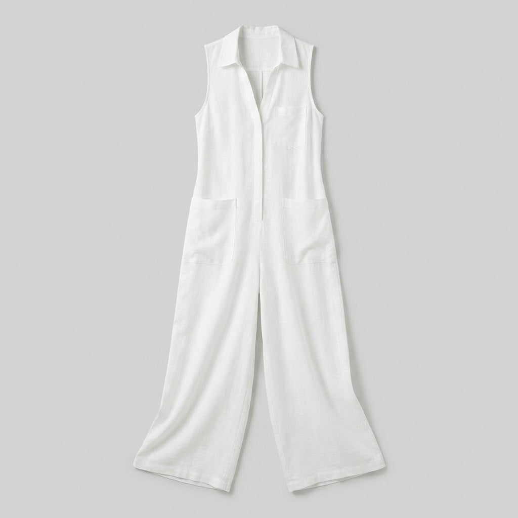 Luna | Jumpsuit Women Breathable Cotton-Linen Blend, Sleeveless Design