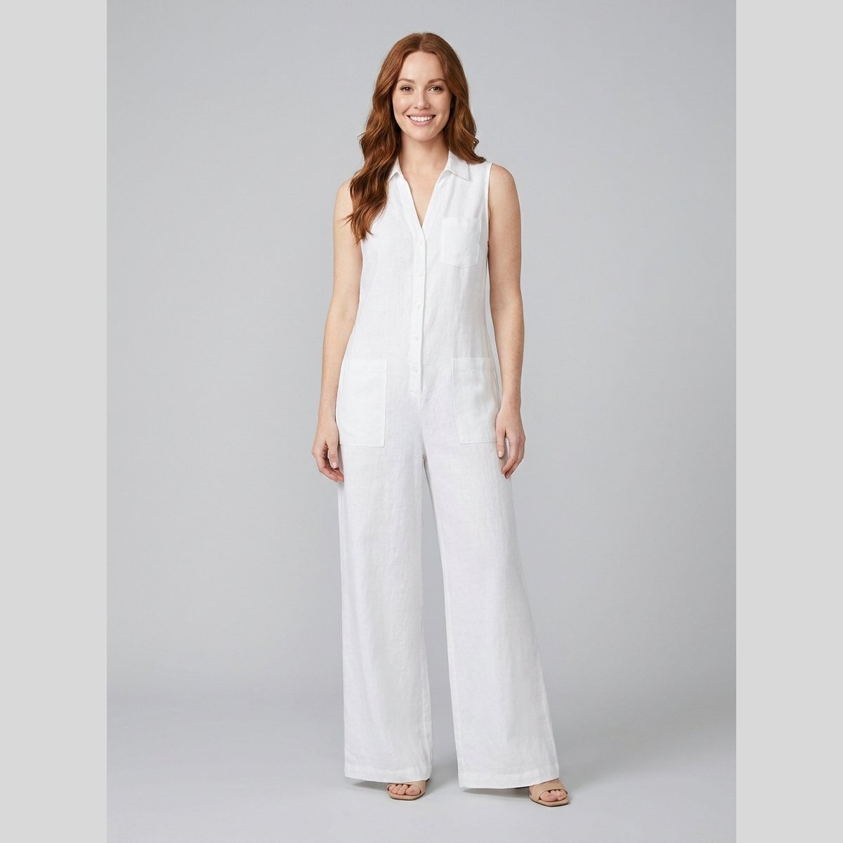 Luna | Jumpsuit Women Breathable Cotton-Linen Blend, Sleeveless Design