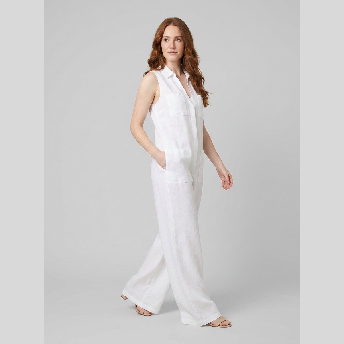 Luna | Jumpsuit Women Breathable Cotton-Linen Blend, Sleeveless Design