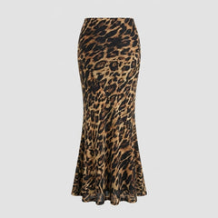 Luna | Maxi Skirt Leopard Print, Slim Fit Woven Fabric