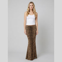 Luna | Maxi Skirt Leopard Print, Slim Fit Woven Fabric