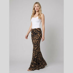 Luna | Maxi Skirt Leopard Print, Slim Fit Woven Fabric