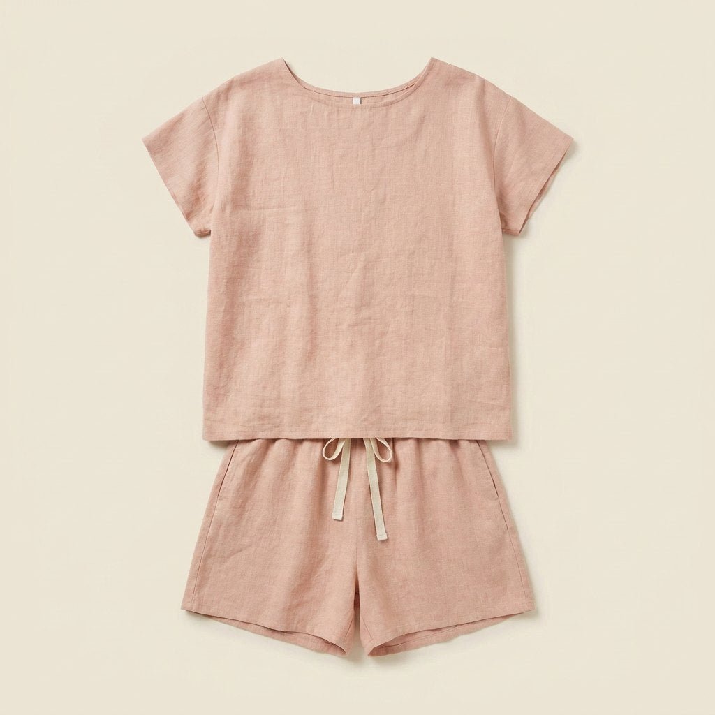 Luna | Pajama Set Lightweight Linen, Short Sleeve for Women
