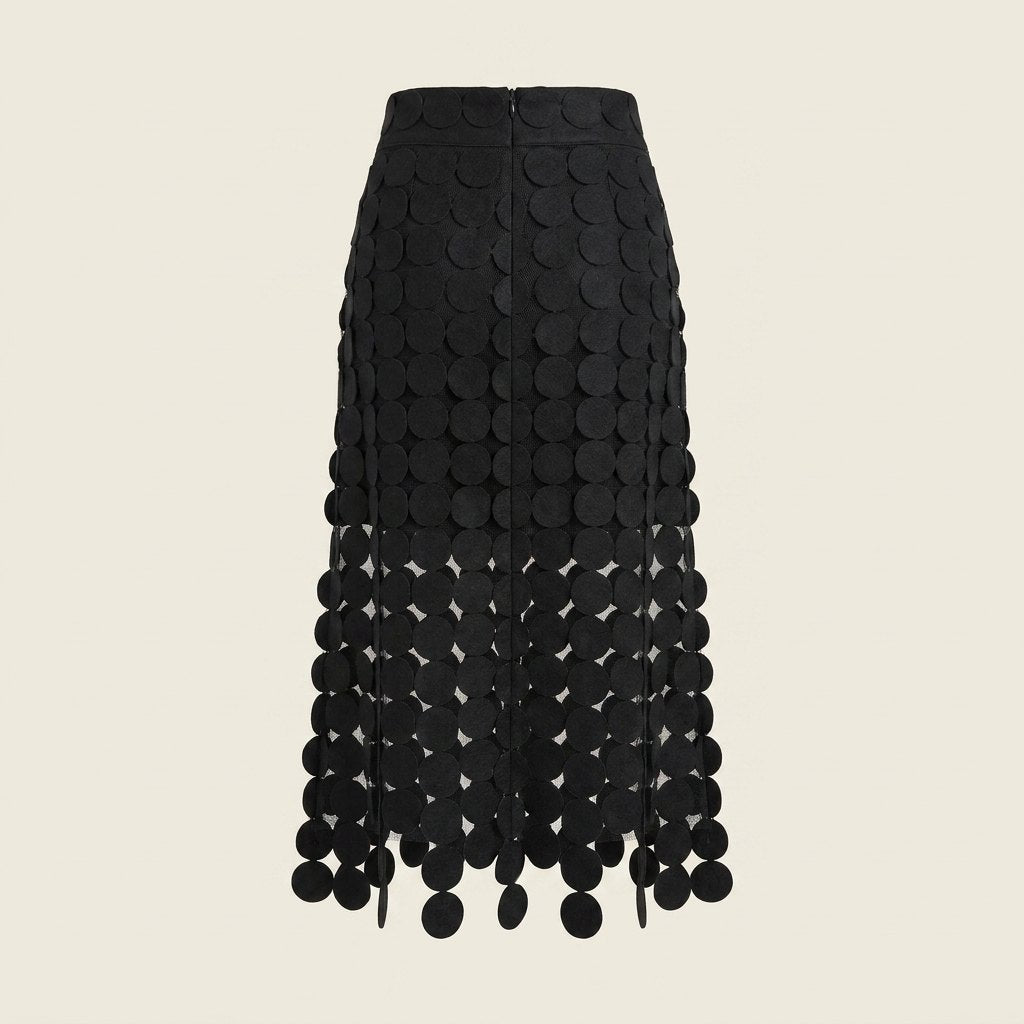 Luna | Luxe Midi Skirt High Waist, Laser Cut Design