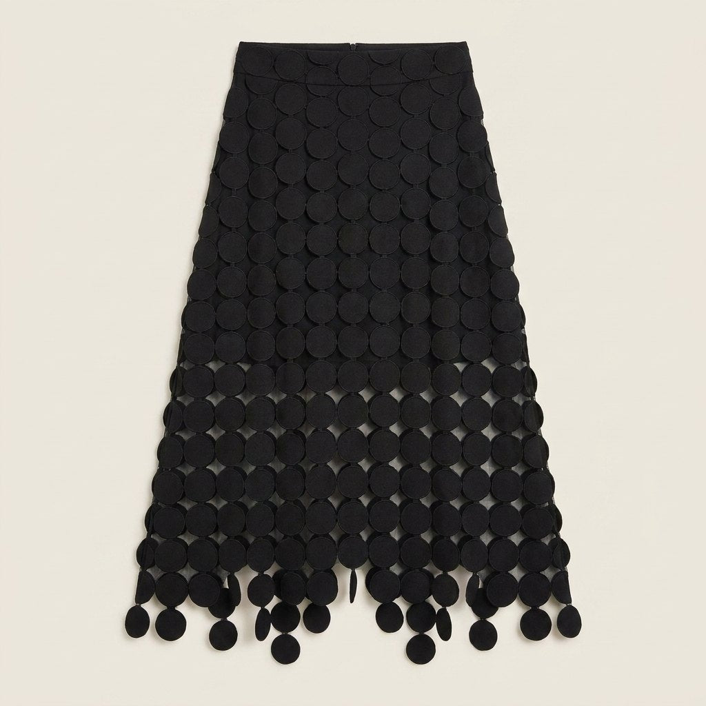 Luna | Luxe Midi Skirt High Waist, Laser Cut Design