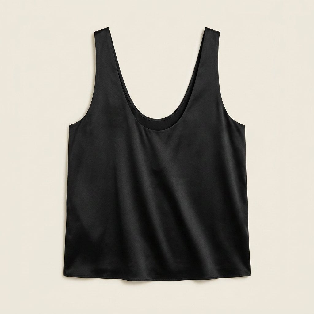 Luna | Satin Tank Top Plunging U-Neck, Relaxed Fit