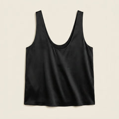 Luna | Satin Tank Top Plunging U-Neck, Relaxed Fit