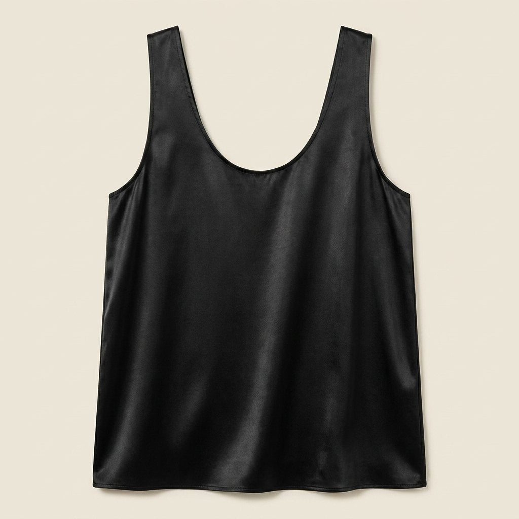 Luna | Satin Tank Top Plunging U-Neck, Relaxed Fit