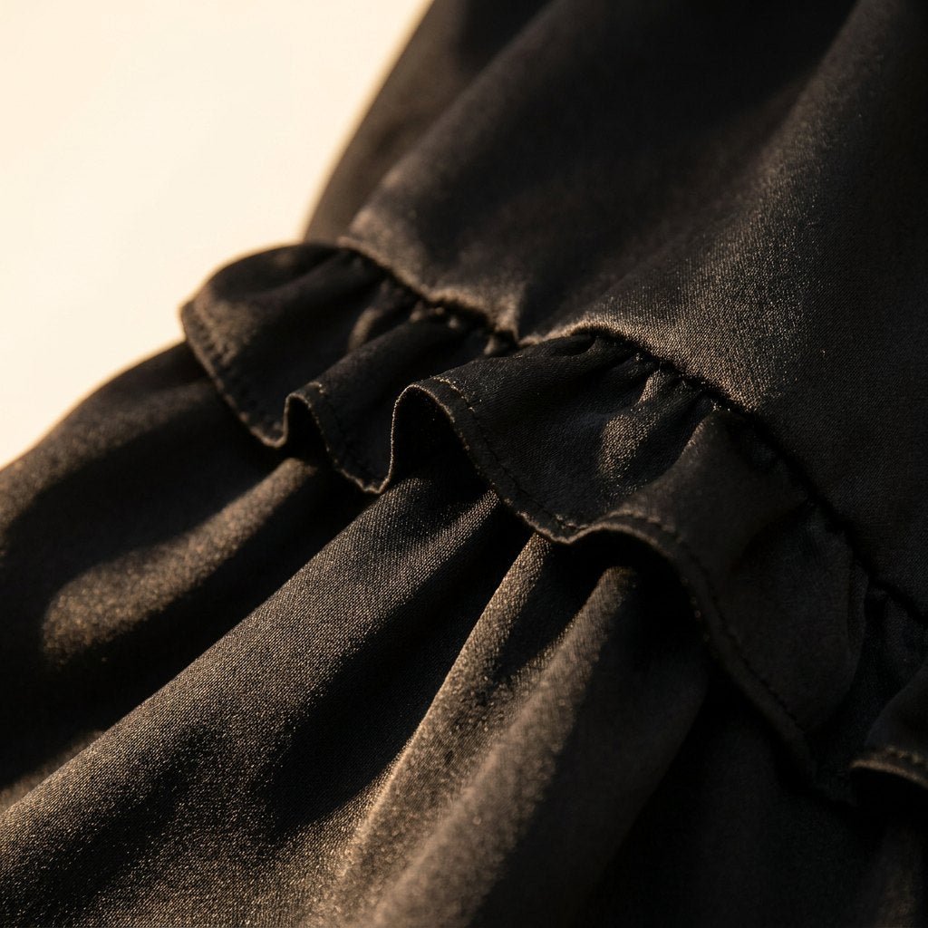 Luna | Maxi Dress Silk Effect, Halter Neck, Flounce Trim