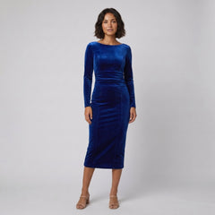 Luna | Boat Neck Velvet Bodycon Dress