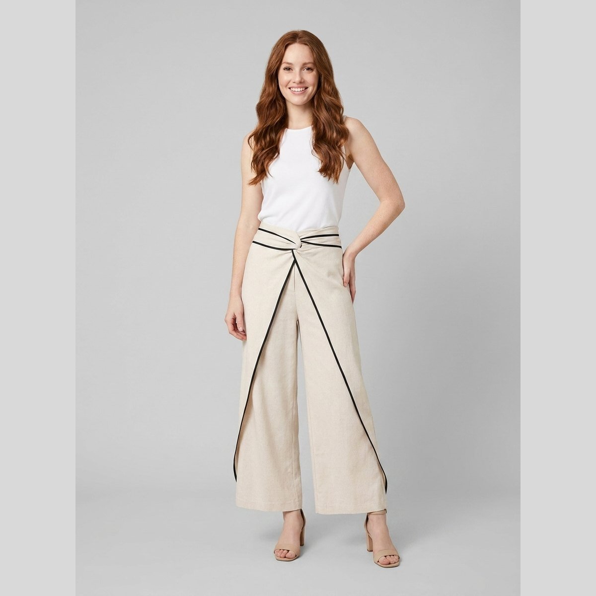 Luna | Wide Leg Trousers Linen Blend, Relaxed Fit