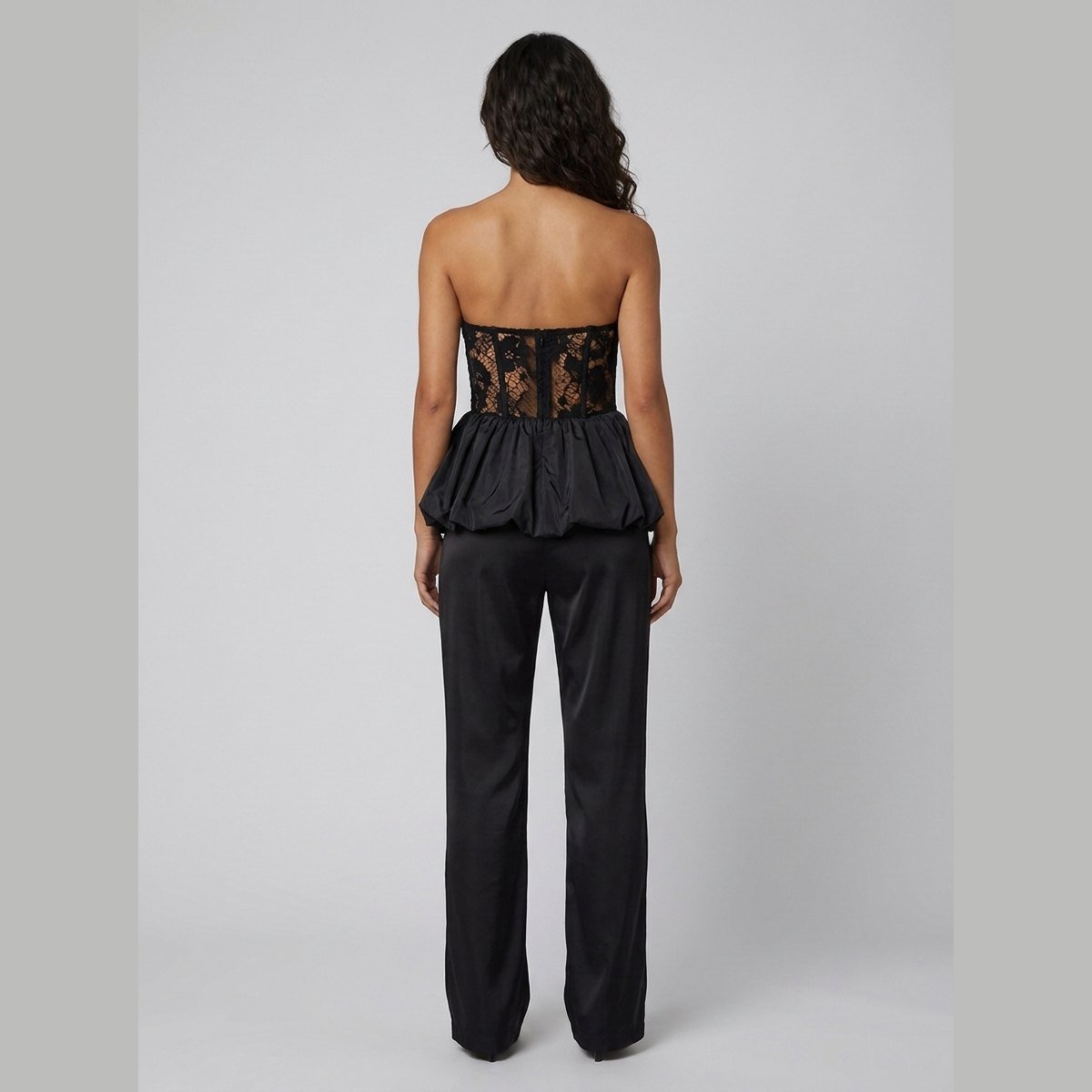 Luxe Corset Top | Lace Patchwork, Puff Hem Design