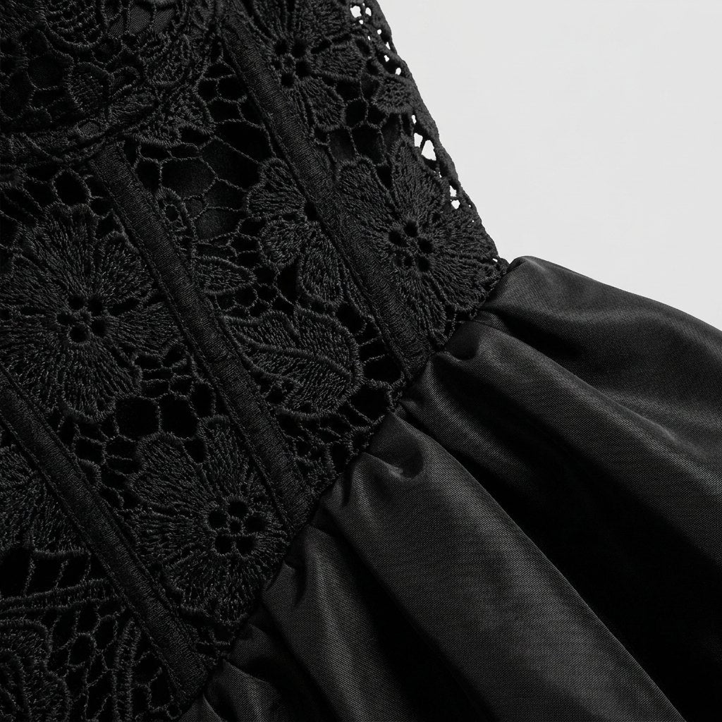 Luxe Corset Top | Lace Patchwork, Puff Hem Design