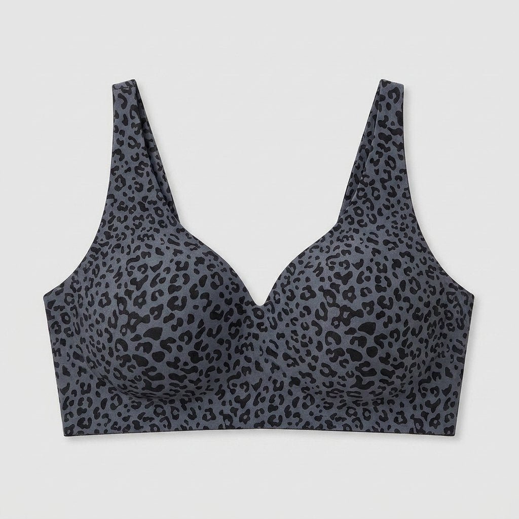 Luxe Leopard Bra | Wireless V-Neck, Soft Breathable Fabric