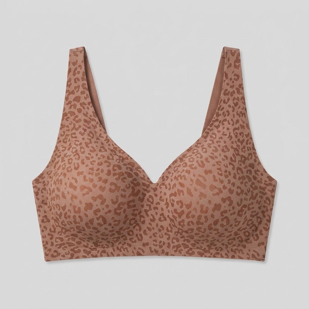 Luxe Leopard Bra | Wireless V-Neck, Soft Breathable Fabric
