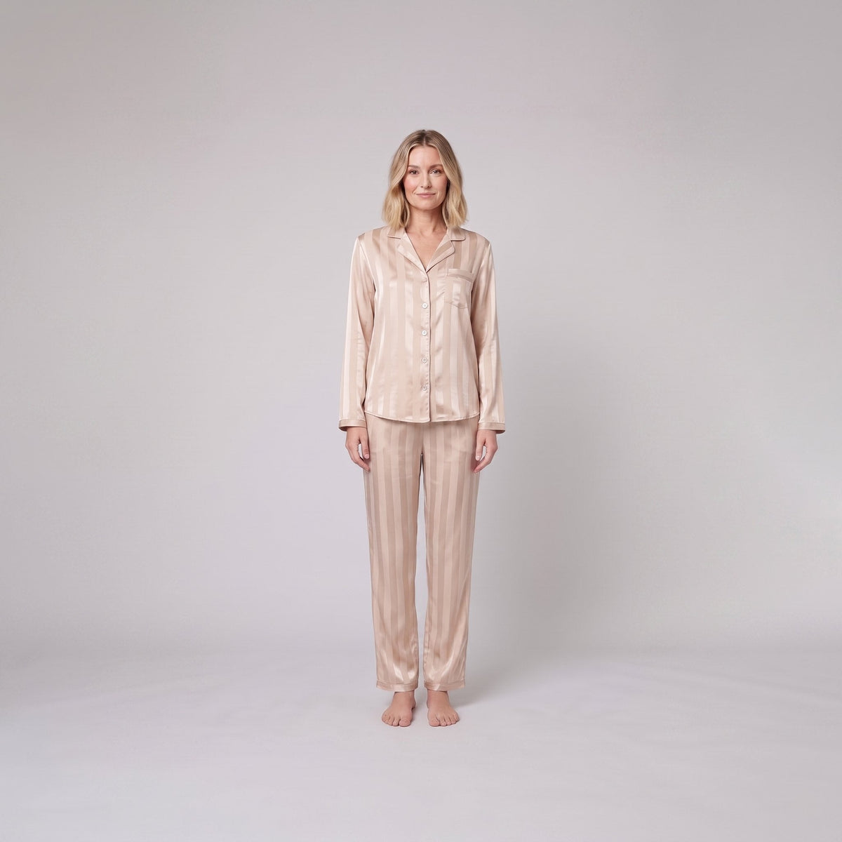Luxe Satin Pyjama Set | Striped Design | Relaxed Fit