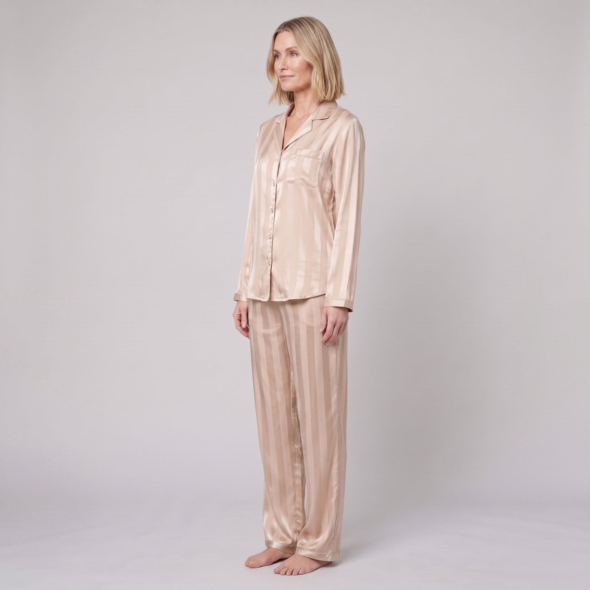 Luxe Satin Pyjama Set | Striped Design | Relaxed Fit