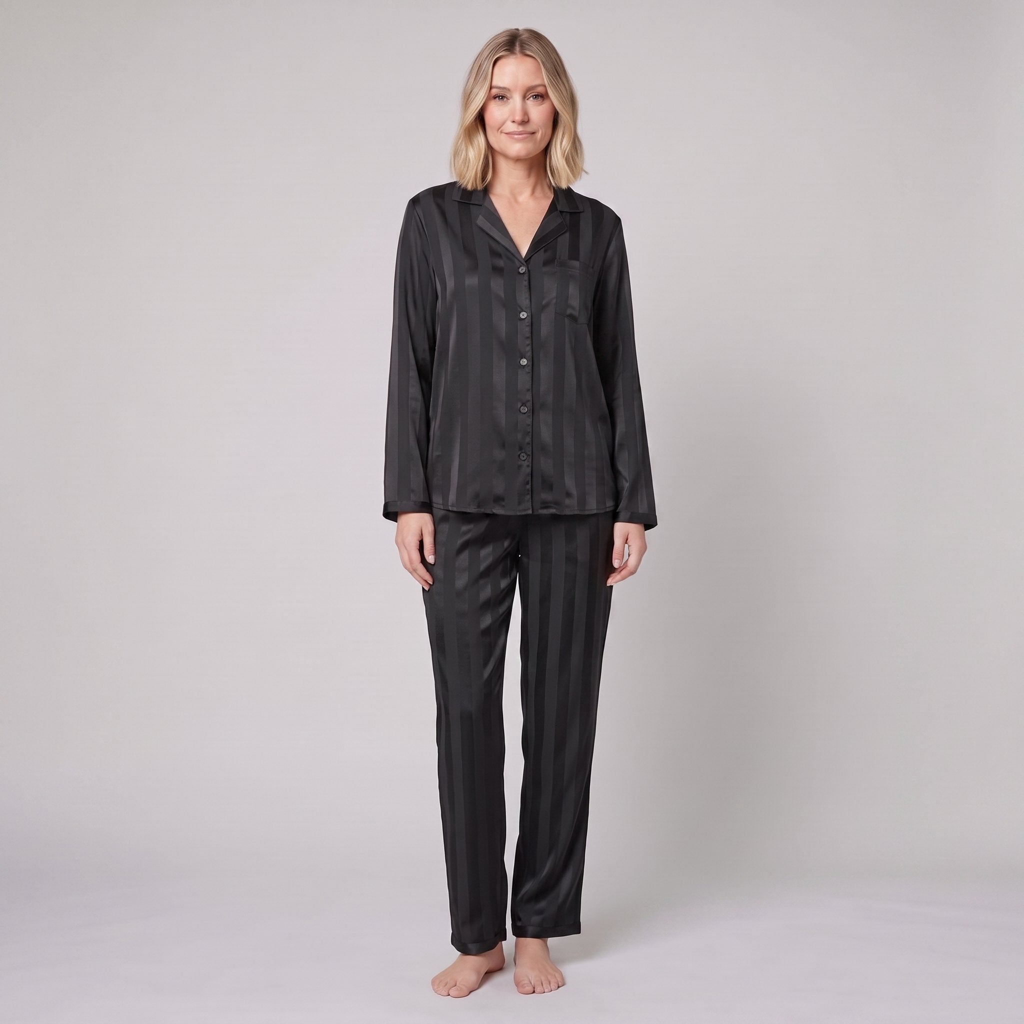 Luxe Satin Pyjama Set | Striped Design | Relaxed Fit