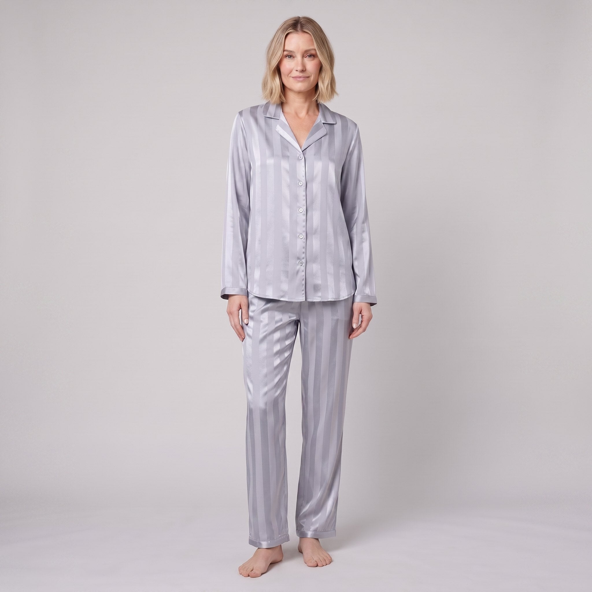 Luxe Satin Pyjama Set | Striped Design | Relaxed Fit