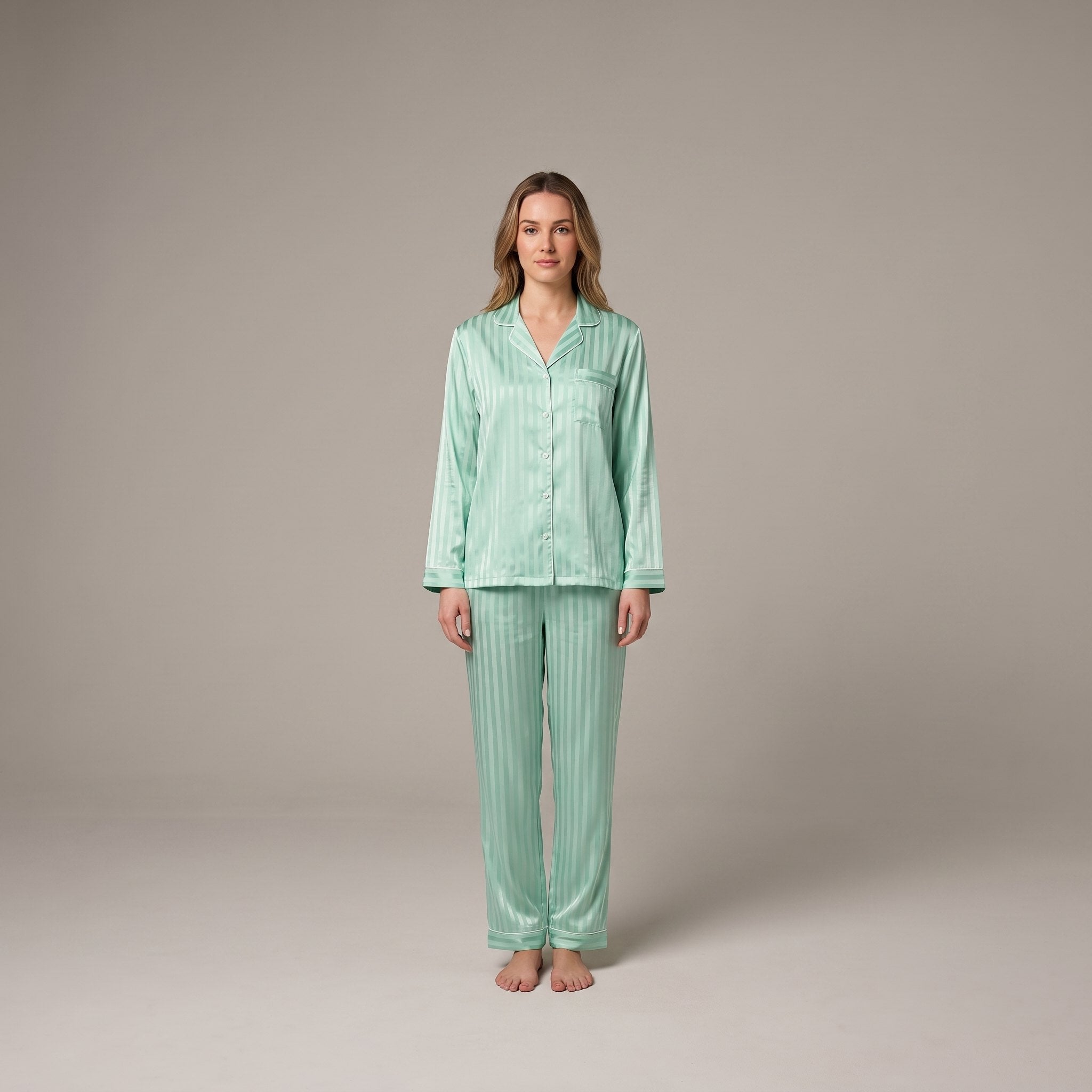 Luxe Satin Pyjama Set | Striped Design | Relaxed Fit