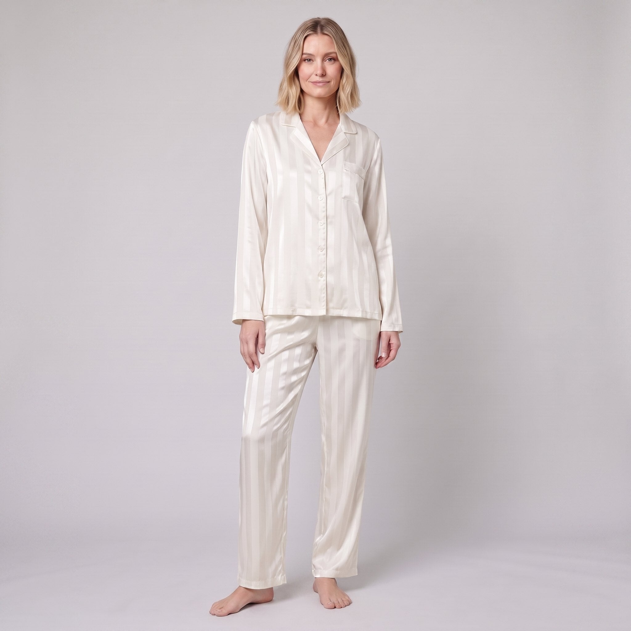 Luxe Satin Pyjama Set | Striped Design | Relaxed Fit
