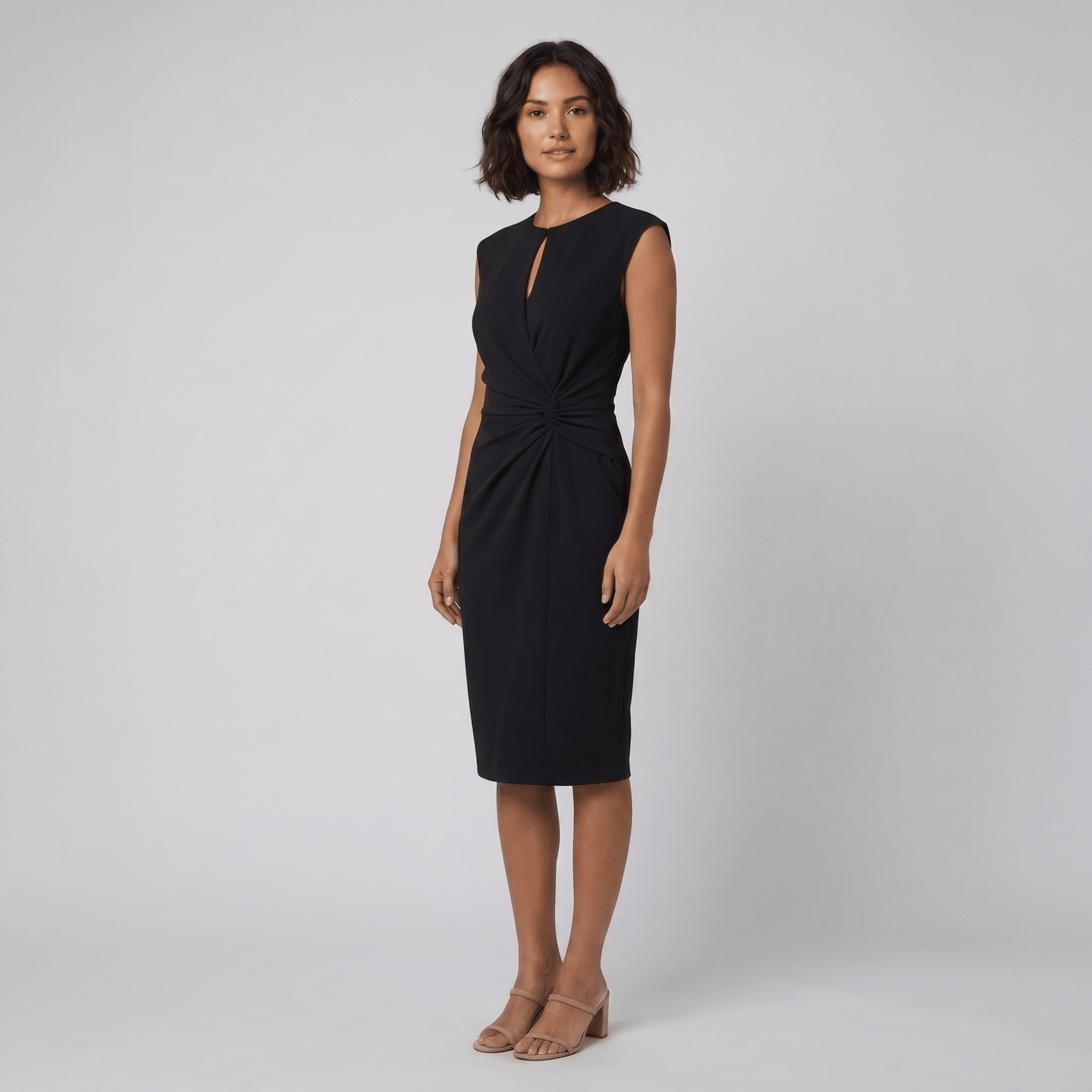 Mara Chic Dress | Lightweight Black Midi Dress for Women, Versatile Summer Elegance