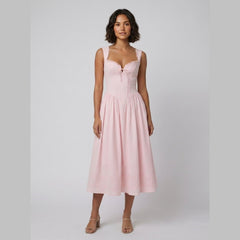 Marlena | Midi Dress Floral Print, Cotton Blend, Square Neckline, Perfect for Wedding Guests