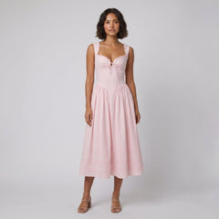 Marlena | Midi Dress Floral Print, Cotton Blend, Square Neckline, Perfect for Wedding Guests