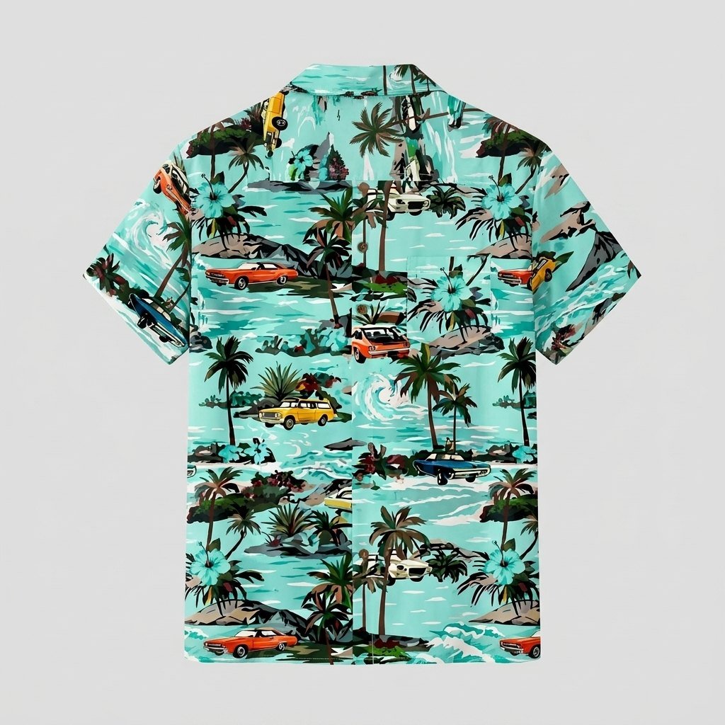 Maverick Hawaiian Shirt | Vintage Car Print, Lightweight, Regular Fit