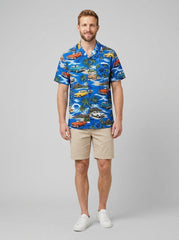 Maverick Hawaiian Shirt | Vintage Car Print, Lightweight, Regular Fit