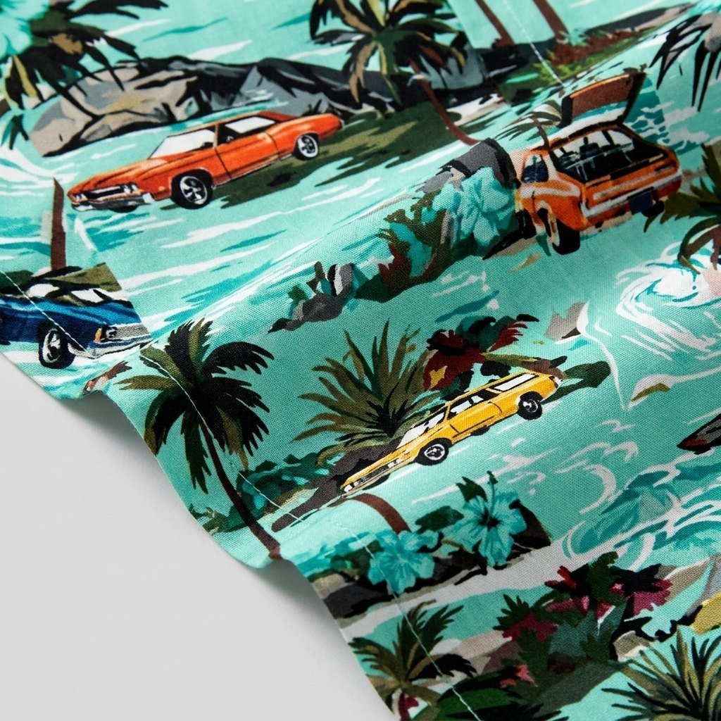 Maverick Hawaiian Shirt | Vintage Car Print, Lightweight, Regular Fit