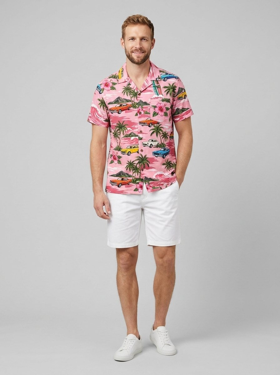 Maverick Hawaiian Shirt | Vintage Car Print, Lightweight, Regular Fit