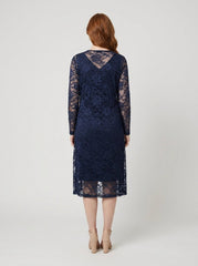 Maya Sheath Dress | Lace Duster Jacket, Beaded Neckline, Formal Wedding Guest Dress