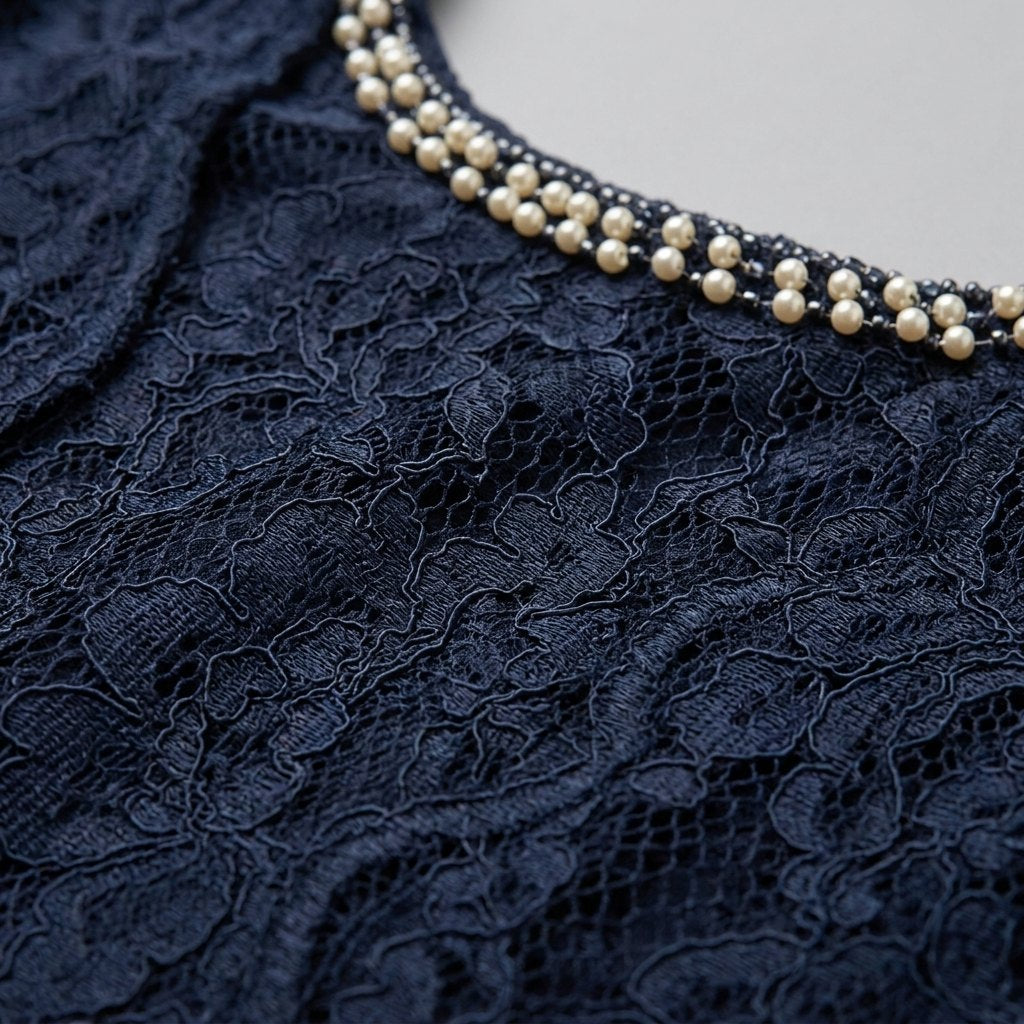Maya Sheath Dress | Lace Duster Jacket, Beaded Neckline, Formal Wedding Guest Dress