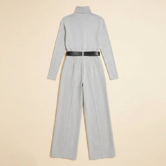 Mila | Black Jumpsuit Tailored, Elegant Knit with Waist-Cinching Belt