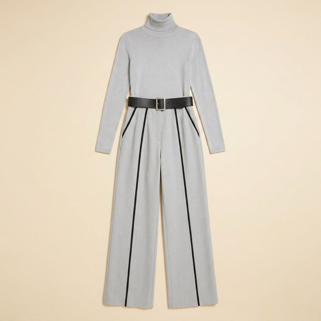 Mila | Black Jumpsuit Tailored, Elegant Knit with Waist-Cinching Belt
