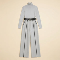Mila | Black Jumpsuit Tailored, Elegant Knit with Waist-Cinching Belt