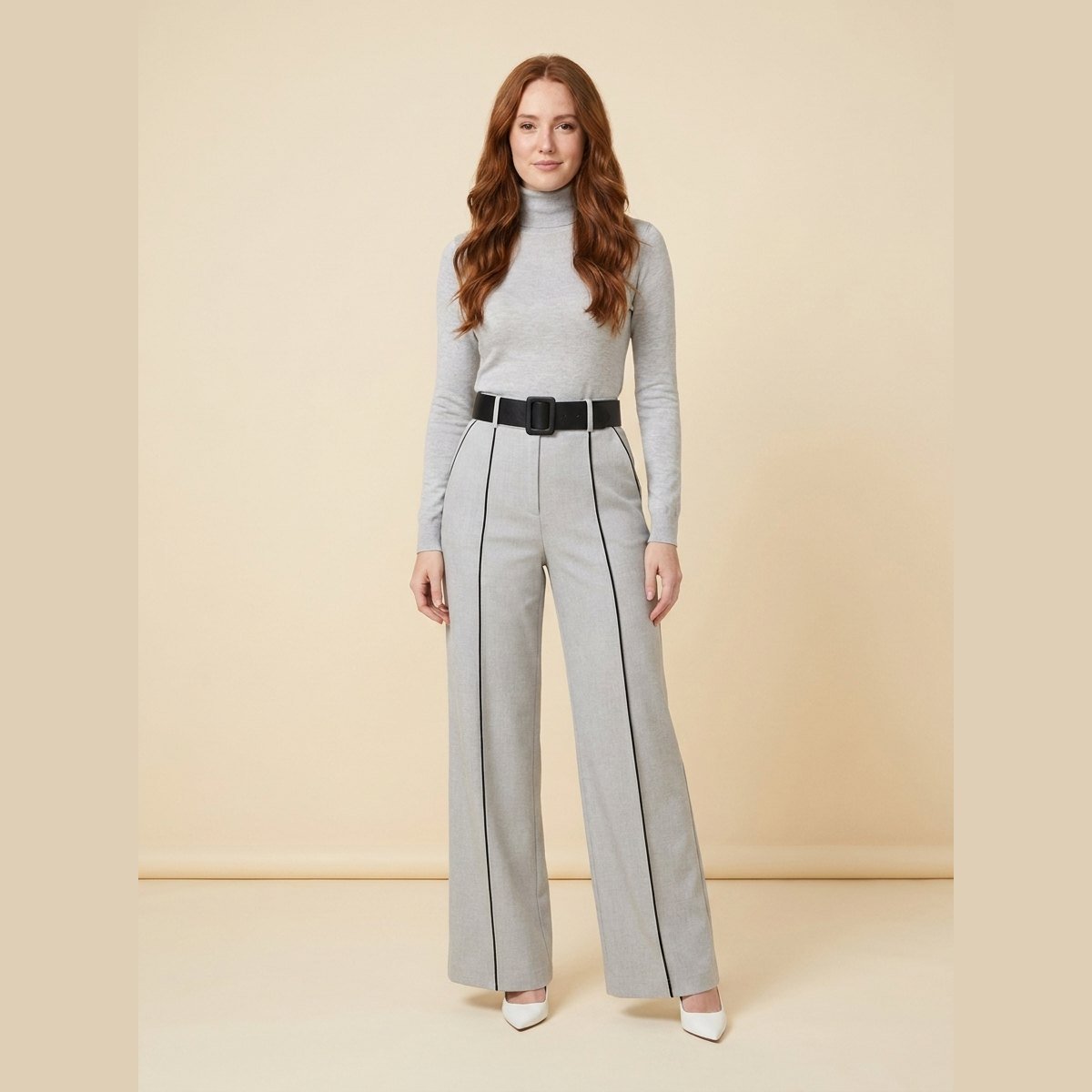 Mila | Black Jumpsuit Tailored, Elegant Knit with Waist-Cinching Belt