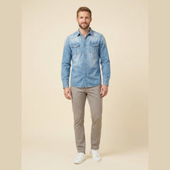 Milo | Mens Denim Shirt Organic Cotton, Classic Multi-Pocket Design