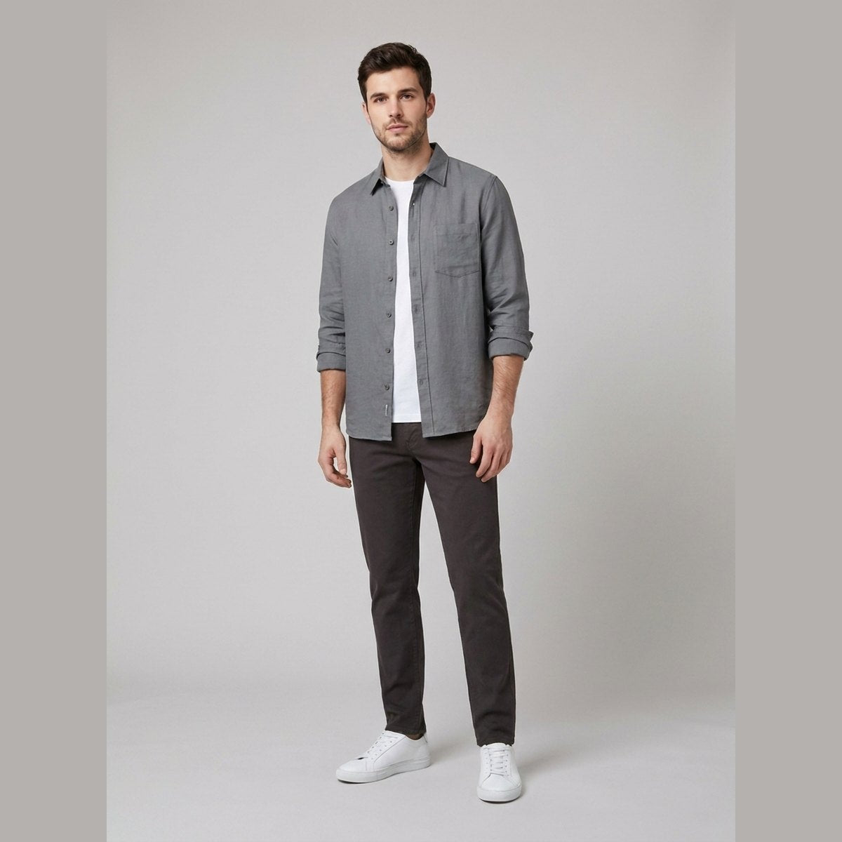 Milo | Men's Dress Shirt Cotton-Linen Blend, Lightweight & Breathable