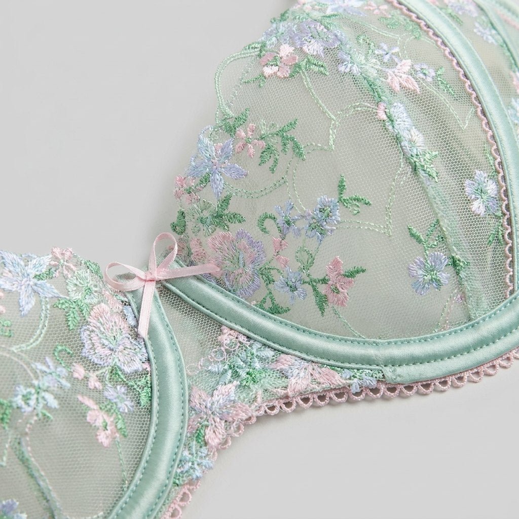 Mira Balcony Bra | Underwired, Floral Embroidery, Satin