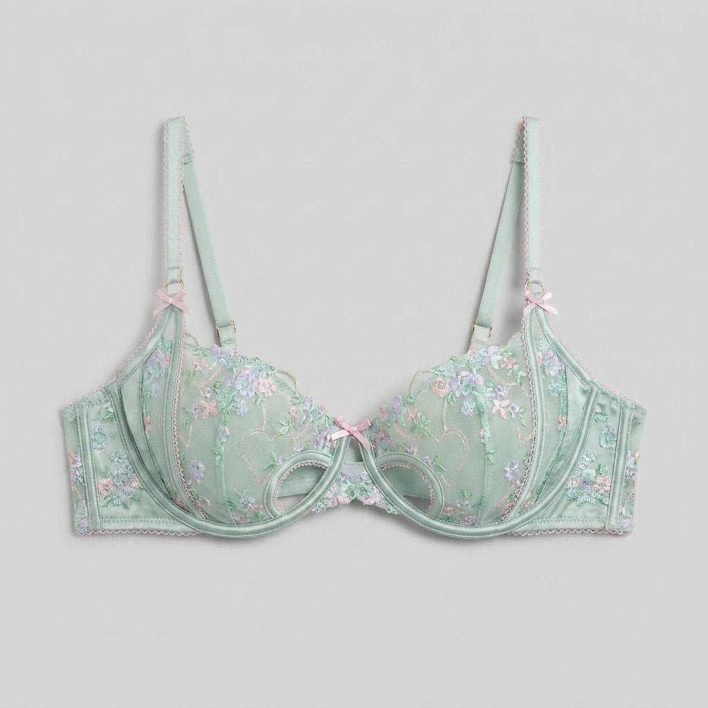Mira Balcony Bra | Underwired, Floral Embroidery, Satin