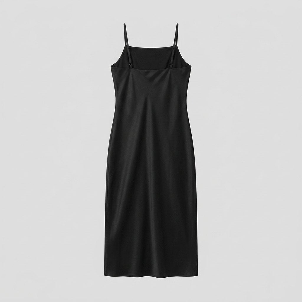 Mira | Black Midi Dress Slim Fit, Removable Scarf