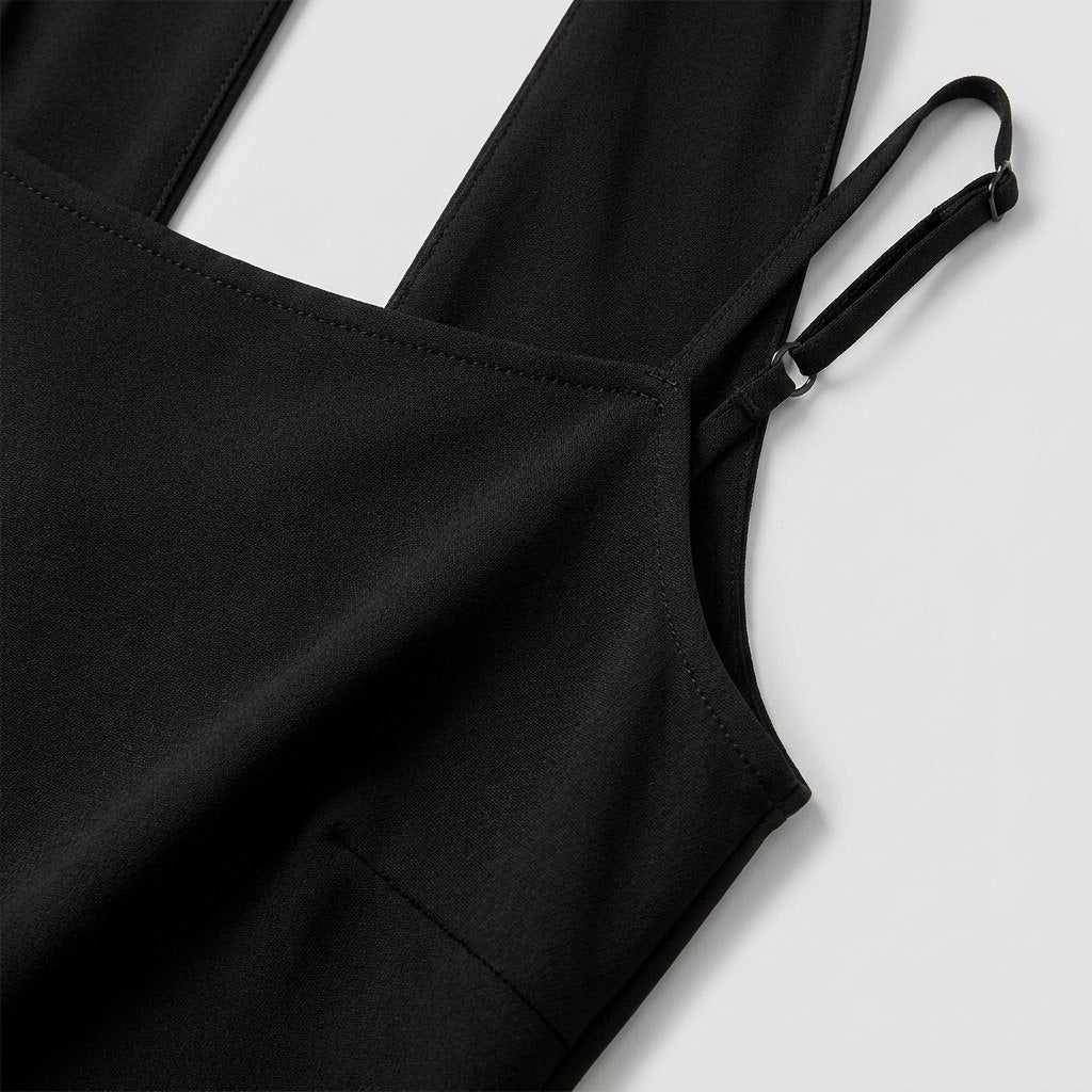 Mira | Black Midi Dress Slim Fit, Removable Scarf