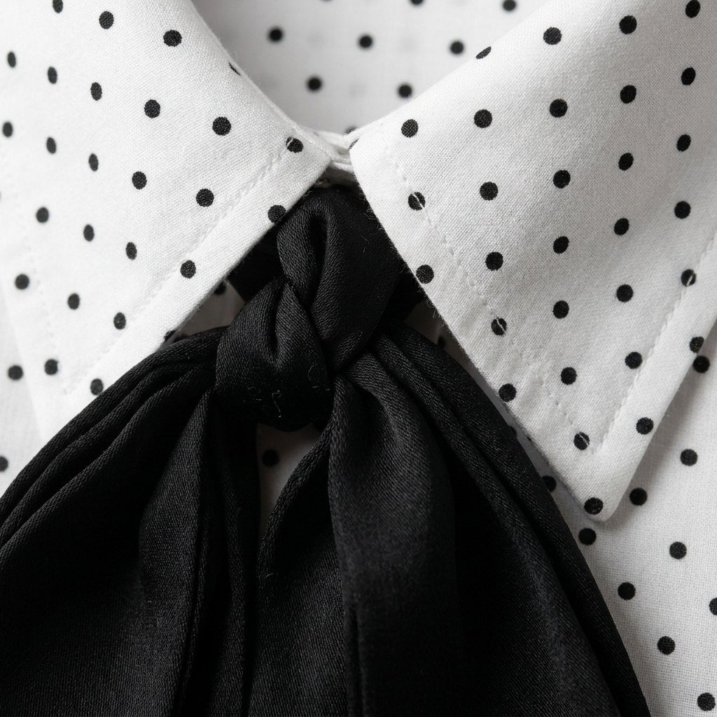 Mira Bow Blouse | Lightweight Polka Dot with Elegant Necktie
