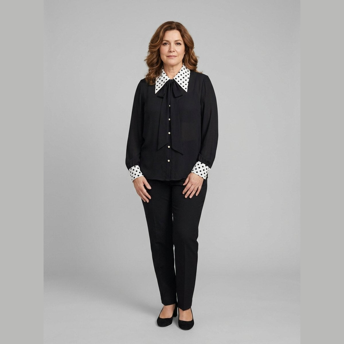 Mira Bow Blouse | Lightweight Polka Dot with Elegant Necktie