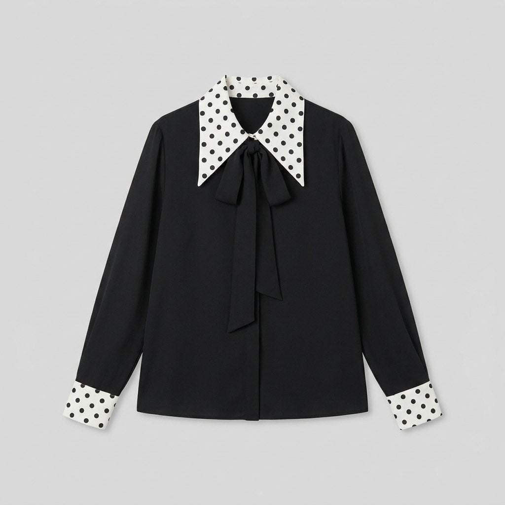 Mira Bow Blouse | Lightweight Polka Dot with Elegant Necktie