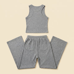 Mira | Women's Set Cotton Blend Loungewear, Striped Tank Top & Drawstring Skirt